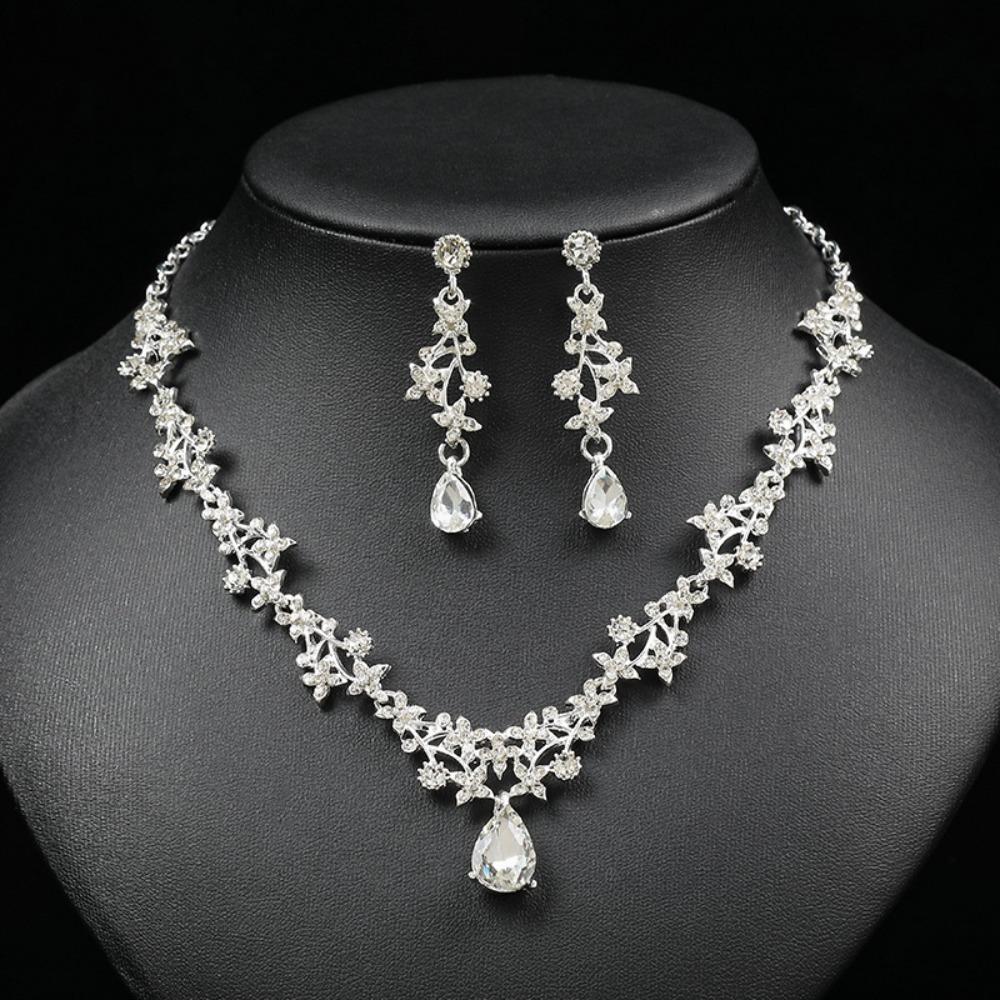 Luxury Necklace Earring Set Sparkling Crystal Bridal Necklace Wedding Jewelry Wedding Party