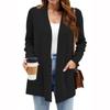 Женские легкие кардиганы с открытой передней частью, с длинными рукавами, повседневные, свободные, тонкие кардиганы с карманами
