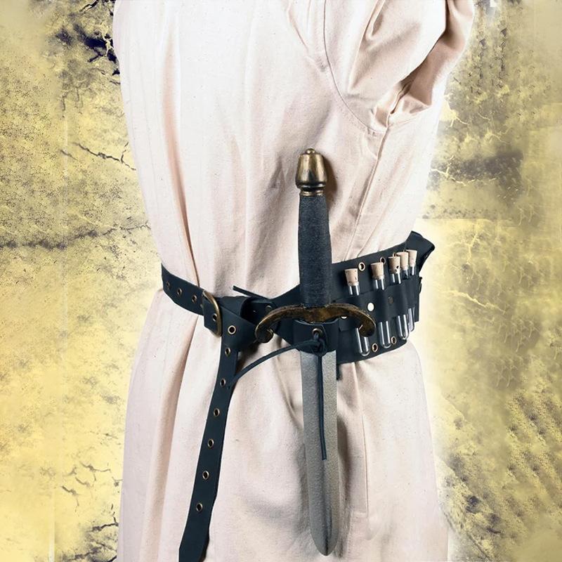 Средневековый Стимпанк Винтажный Кожаный Ремень Косплей Рыцарь Аксессуары для Хэллоуин Костюма Поясная Сумка