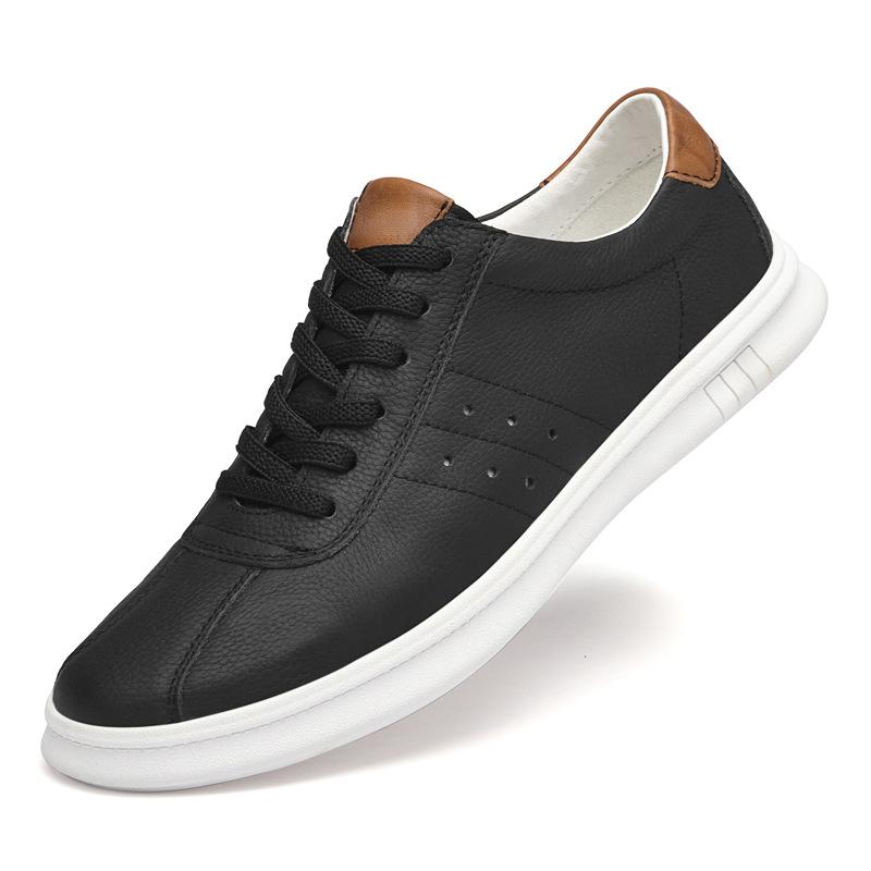 Rubber Soft-soled Men's Shoes First-layer Cowhide Leather Board Shoes Low-top High-value Trendy Shoes Men's Versatile Men's Casual