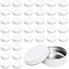 Foraineam 48 Pack 2 oz White Lip Balm Tin Cans, Aluminum Round Cosmetic Sample Containers with Screw Lid, Storage Travel Tin Jars Metal Empty Tins