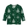 Рождественские топы с принтом для девочек-подростков 5-16 лет, футболки с круглым вырезом и рукавами 3/4, модные топы, нарядные футболки