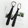 Black Zipper Ties Retro Silky Narrow Women Men Neck Tie Slim Smooth Bow Tie Korean Style Simple Elegant All-match Trendy Tie