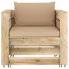 2 Piece Garden Lounge Set with Cushions Green Impregnated Wood