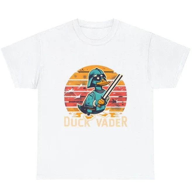 Vintage Ropa Hombre Duck Vader Funny T-Shirt Duck Darth Vader Parody High Quality Cotton Summer Hip-hop Men Streetwear Cotton