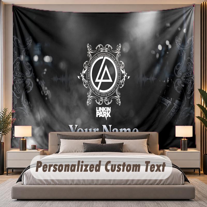 Custom Name Text Tapestry Linkin Park Personalized Polyester Wall Tapestry For Bedroom And Room