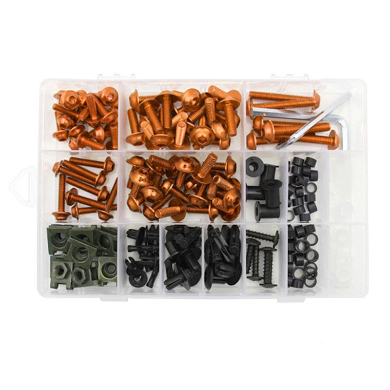 195Pcs Motorcycle Fairing Bolt Kit Aluminum Windscreen Mudguards Screws Fasteners Kit Washers Nut Bolts Screws Clips Assortment