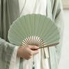 Bamboo Frame Folding Hand Fan Cotton Linen Cloth Retro Handheld  Fan Dance Fan  Chinese Style