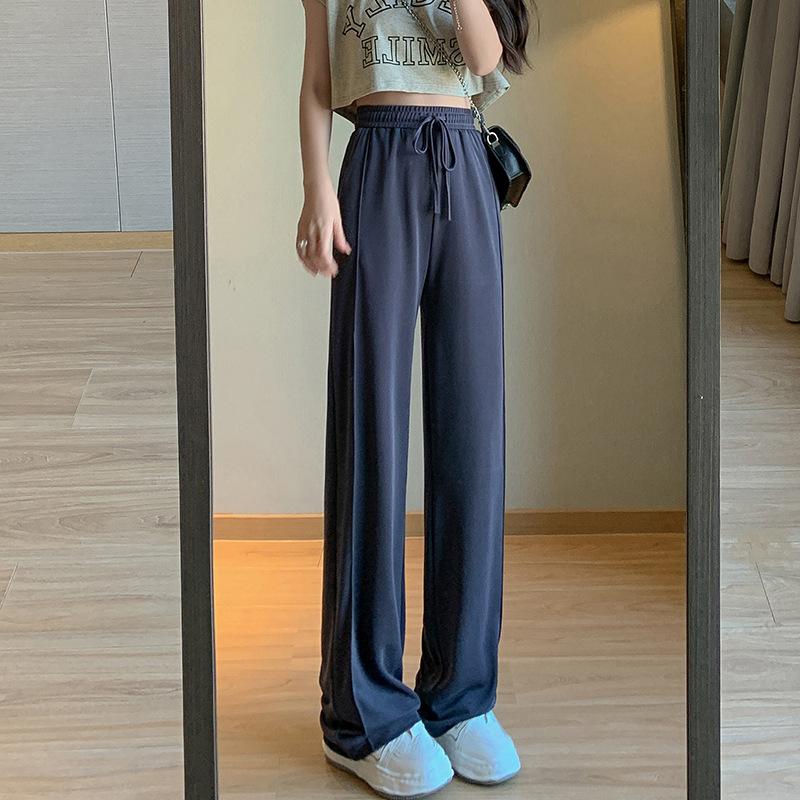 Женская одежда, черные летние мешковатые узкие брюки с завязками, прямые широкие брюки для отдыха, крутые женские брюки в корейском стиле, S-XXL