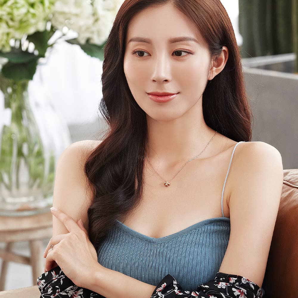 FANCIME 18K Gold Diamond Necklace for Clover 18K Yellow Perfect Gift for Gift Wrapping Included Women, Lab-Grown Diamonds, Four-Leaf Design, Gold,