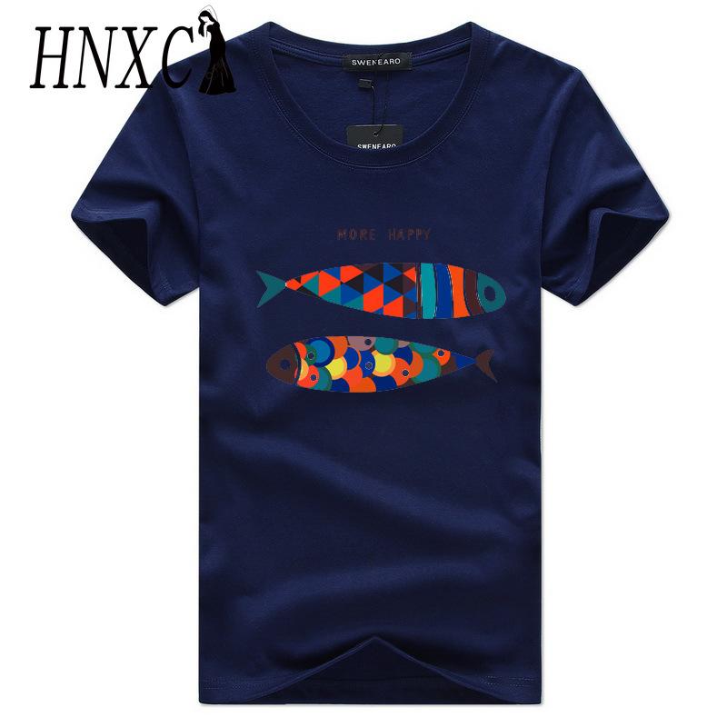 HNXC Cotton Short Sleeve T-shirt Men's Fashion Loose Half Sleeve Shirt Printed Compassionate Shirt