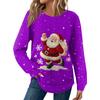 Женская мода Рождественский свободный топ с длинным рукавом и круглым вырезом