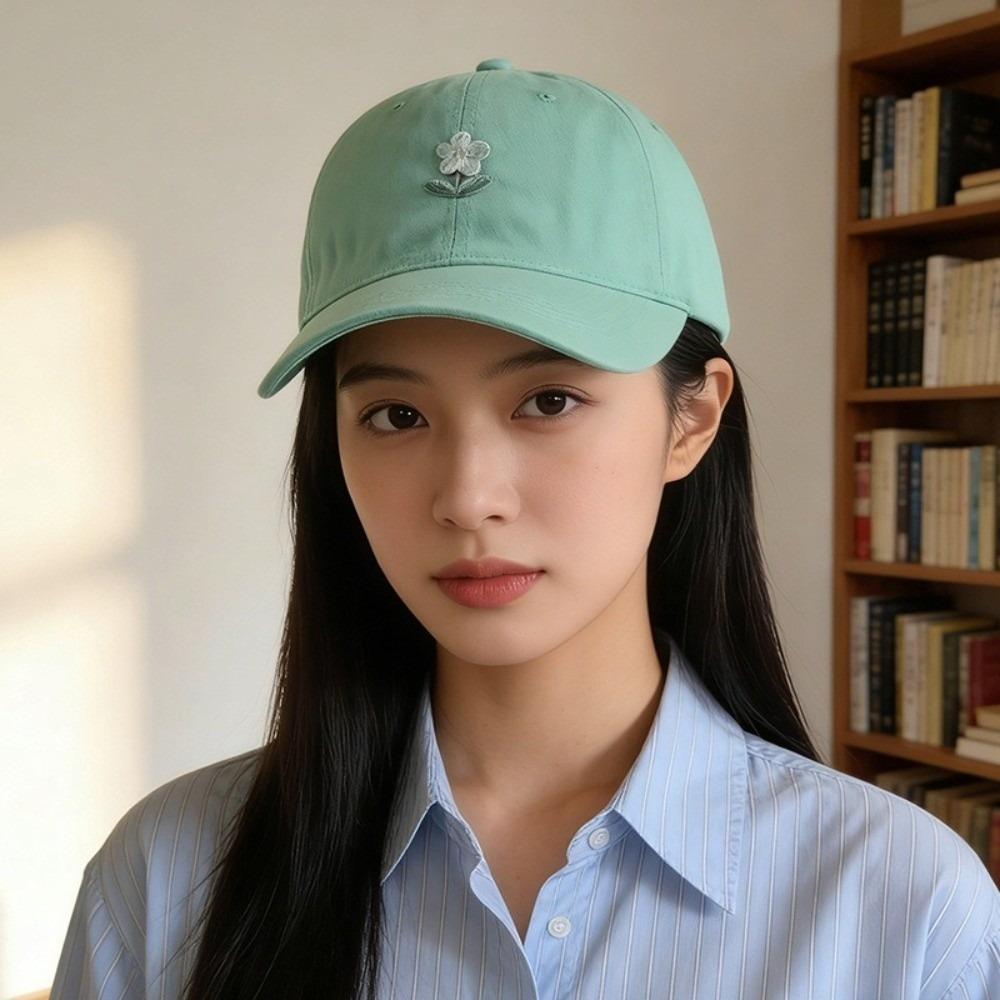 Korean Style Flower Baseball Cap Adjustable Sunshade Casquette Embroidered Peaked Hat  Sports