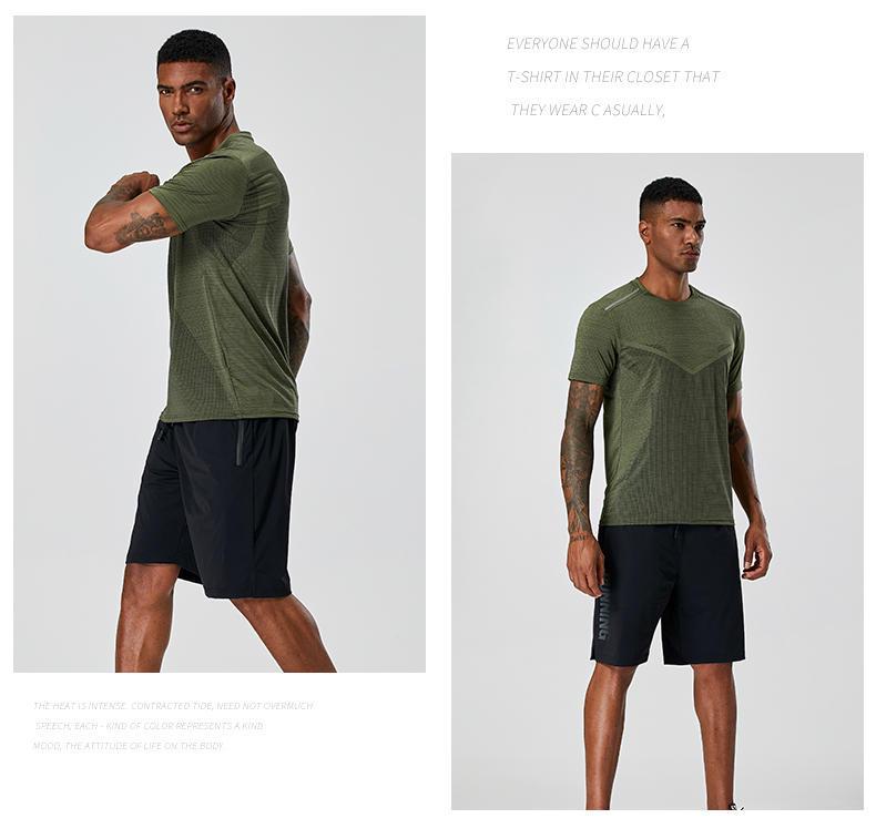 Мужская быстросохнущая футболка из ледяного шелка для повседневного фитнеса - с коротким рукавом, круглым вырезом, больших размеров, летняя спортивная футболка для бега