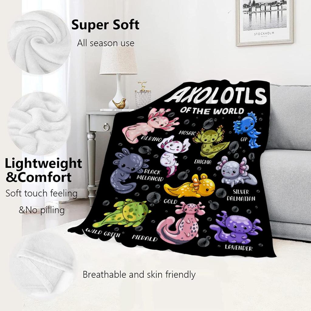 Kawaii salamander blanket bedspread sofa blanket warm light soft flannel cartoon animal blanket