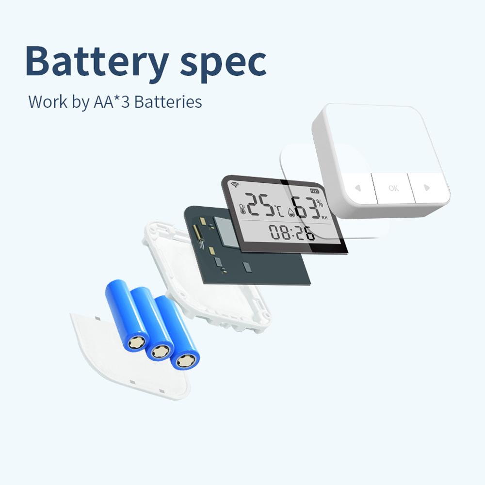 Интеллектуальные датчики температуры и влажности Tuya Wi-Fi, дисплей времени, даты и недели, интеллектуальный домашний офис