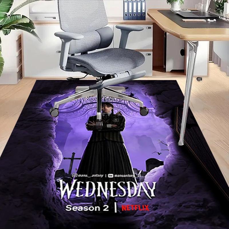1 шт. Академия Невермор Уэнсдей Домашний Офис, Прочный Полиэстеровый Коврик для Пола с Легким Уходом, Офисный Декор, Городской Стиль, Нескользящая Основа, Высококачественная Ткань