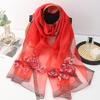 Шелково-шерстяной шарф на четыре сезона женский хиджаб пашмина шали накидка бандана одеяло цветочная пашмина вышивка шарфы фулард женский