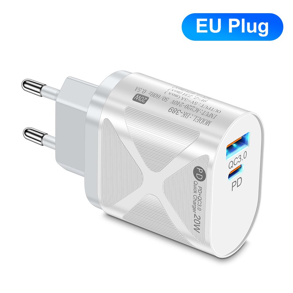 20 Вт PD быстрое зарядное устройство QC 3.0 USB C зарядное устройство для iPhone 16 Pro 15 14 13 12 Xiaomi зарядное устройство для мобильного телефона адаптер быстрой зарядки