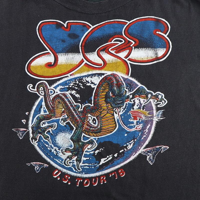 Винтажная футболка Yes Tour 1978 года Черная футболка с группой Семейная E452 Унисекс футболка