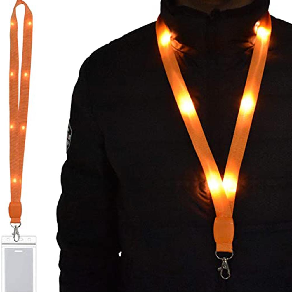 LED Light Up Neck Strap Flashing Lanyards Card Holder ID Badge Case Cruise Lanyards Keychain