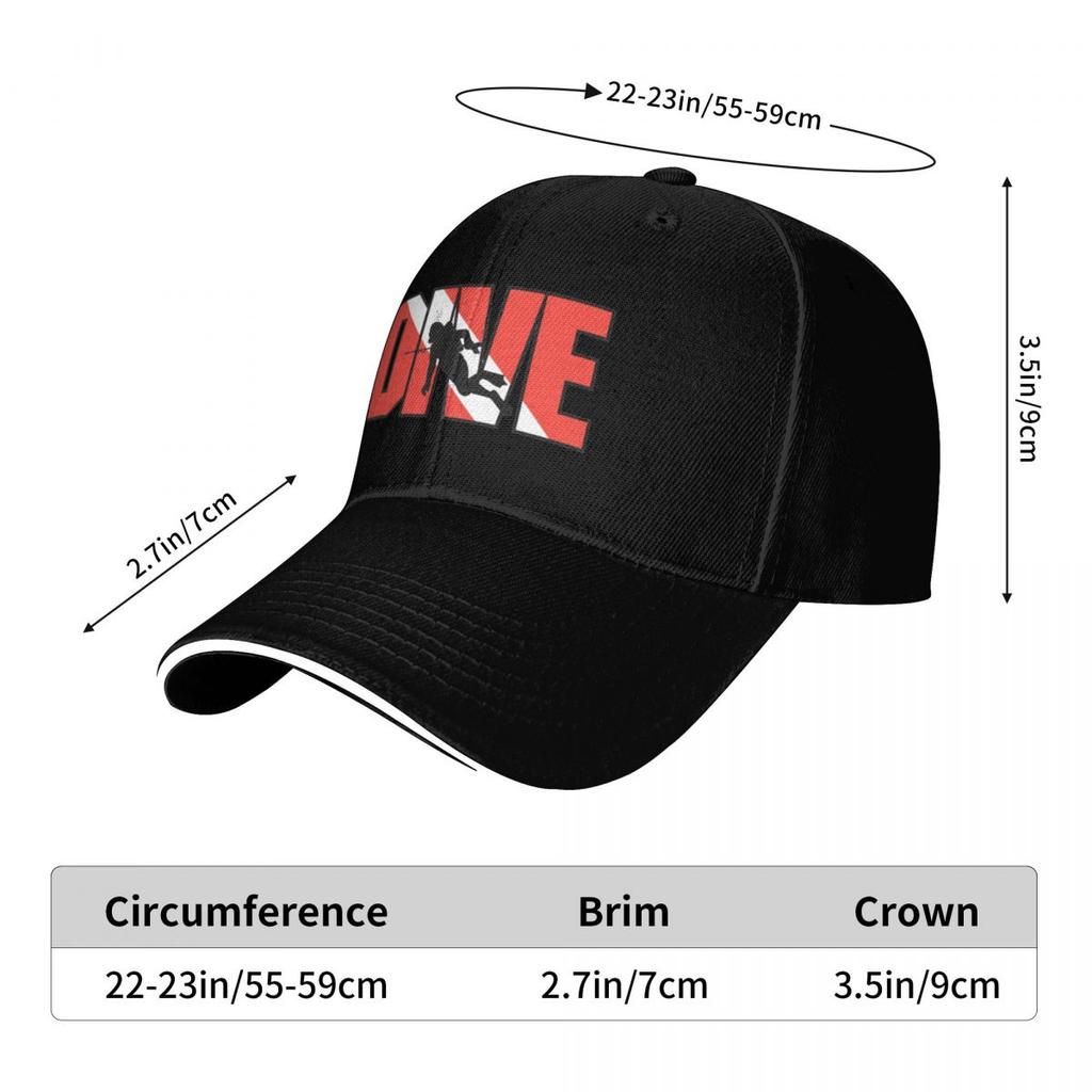Red White SCUBA Dive Diver Sport Baseball Caps For Womens Adult Male Beach Sun Hat Peaked Cap