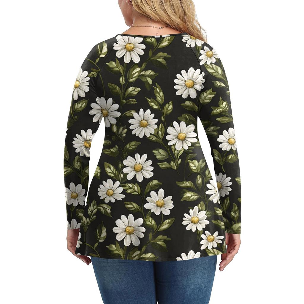 Женская рубашка большого размера с длинным рукавом, принт, плиссированный повседневный топ с V-образным вырезом