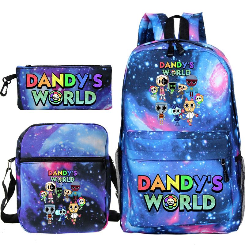Dandy'S World Printed Fashion Children'S Pencil Case Messenger Bag Three-Piece Set Primary And Secondary School Bag