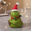 Micro Landscape Accessories Christmas Green Monsters Ornament with Santa Hat And Scarf, Resin Frog Small Sculptures Figurine for Home Decoration,