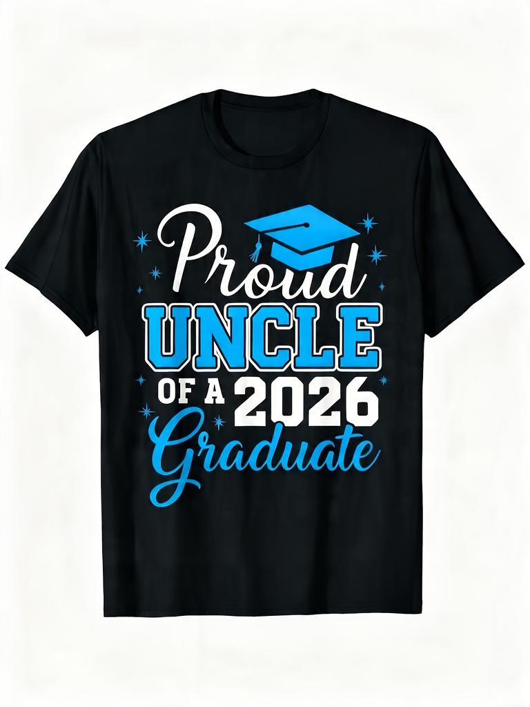 Proud Aunt of a 2026 Graduate TShirt Unisex Casual Round Neck Short Sleeve Tee with 2026 Print Graduation Gift Suitable for Daily Wear Parties Events