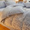 Thickened Milk Fleece Bed Four-Piece Set Coral Flannel Bedding Fluffy Quilt Cover Bed Sheet Human Bed Hat