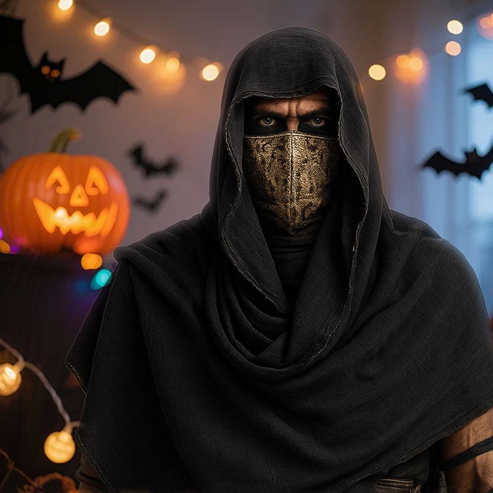Косплей Мужской Средневековый Пиратский Ретро Капюшон Шарф Черный Кофе Накидка Плащ Ренессанс Хэллоуин Маскарадный Костюм Наплечный Капюшон