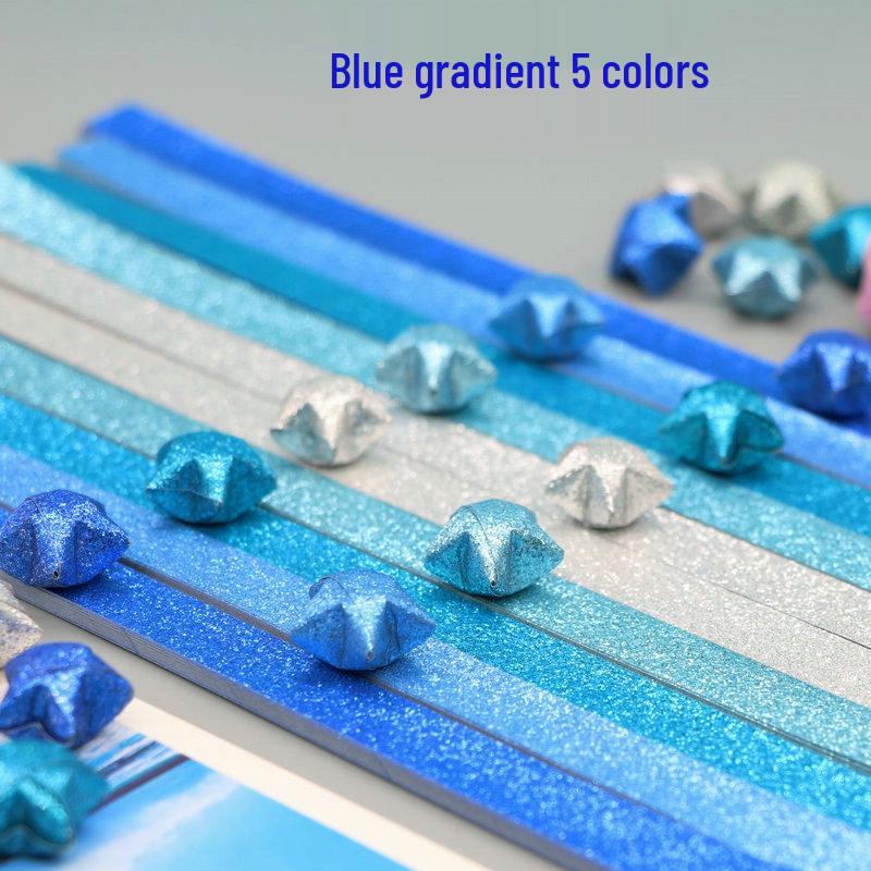 Glitter Origami Wishing Stars: Handmade Five-Pointed Colored Paper for Star Folding with Optional Colors