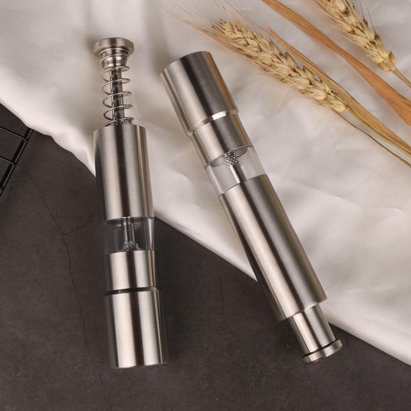1PC Stainless Steel Manual Pepper Mill, Manual Press Pepper Grinder, Household Pepper Mill Black Pepper Mill
