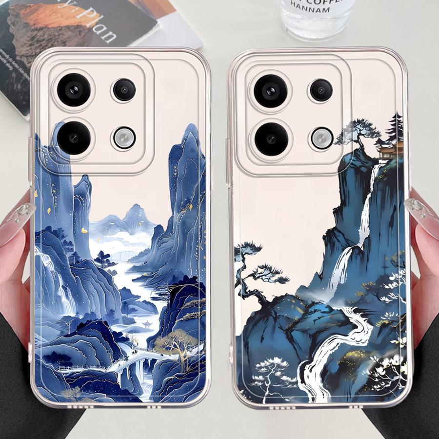 Чехол Art Case 'Горы и Воды' для Xiaomi Redmi Note 14 Pro Plus 13C 12S 9 10 A4 10S 14C 11 Note 13 11S 12 Мягкая Защитная Крышка для Телефона