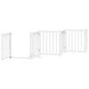 vidaXL Dog Gate Folding Door 9 Panels White Poplar Wood