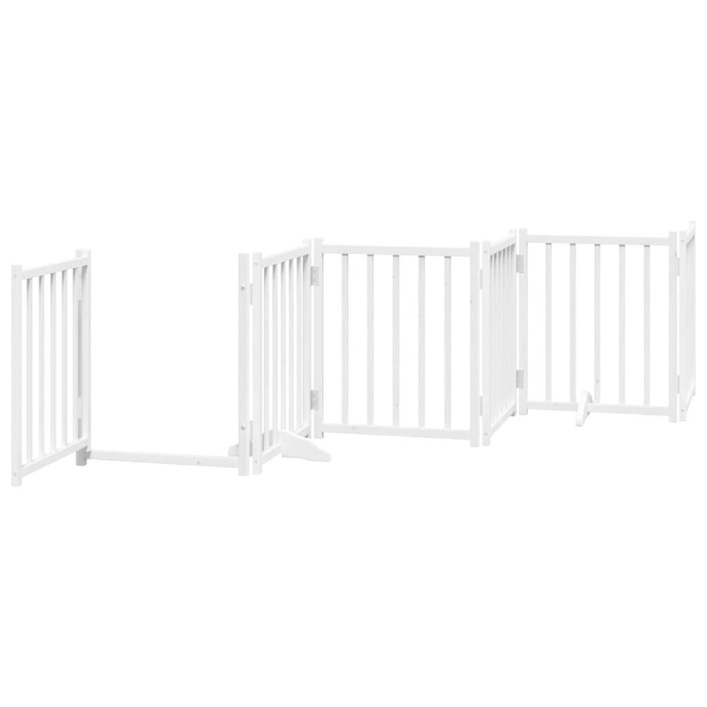 vidaXL Dog Gate Folding Door 9 Panels White Poplar Wood