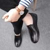 Men's Autumn New Versatile Breathable Casual Middle-aged and Elderly One-pedal Soft Leather Casual Business Hotel Black Leather Shoes