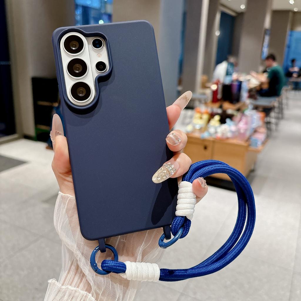 Soft Silicone Lanyard Rope Candy Case For Samsung Galaxy S26 Edge S25 S24 S23 Ultra Plus FE A17 A07 A56 A36 A26 A55 Cover