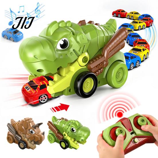 Magnetic Mini Car Toy RC Dinosaur Toy, Remote Control Swallowing Dino Snake Game 2 Players Competitive Electric Vehicle for Kids Educational Toys