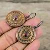 Серьги из розового турмалина, грубые, гальванопластические, медные, ювелирные изделия из драгоценных камней, дизайнерские серьги ручной работы, гальванопластические, подарок на годовщину