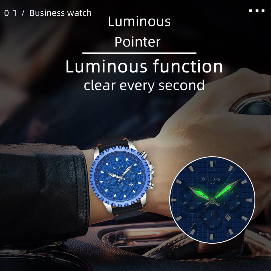 Fashion Men's Calendar Watch Trend Business Men's Watch Water Cube Men's Watch Quartz Men's Watch Simple Men's Watch Leather Watch