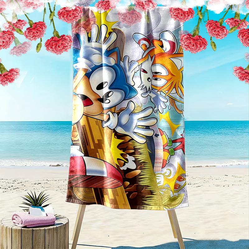 Sonic the Hedgehog3 Print Beach Towel, Large Soft Quick Dry Towel for Beach Camping Swimming