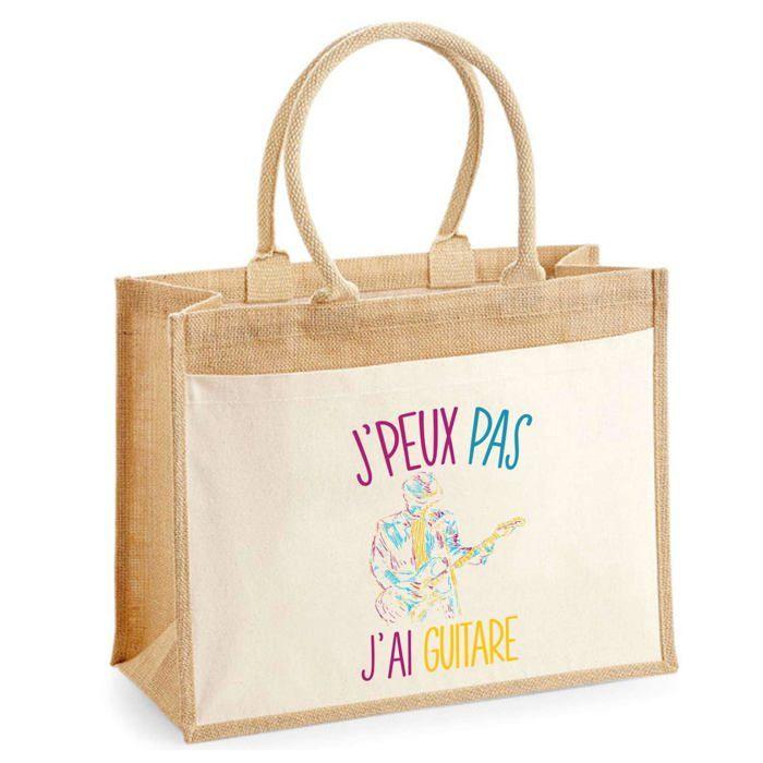Sac de plage - PLANETEE - Guitariste Homme J'peux pas - Coton - 43 x 33 cm - Imprimé en France