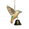 Wood Carving Hummingbird Ornament with Tree Stump/Bell Handcrafted Bird Figurine Statue Sculpture Home Office Desktop Decoration