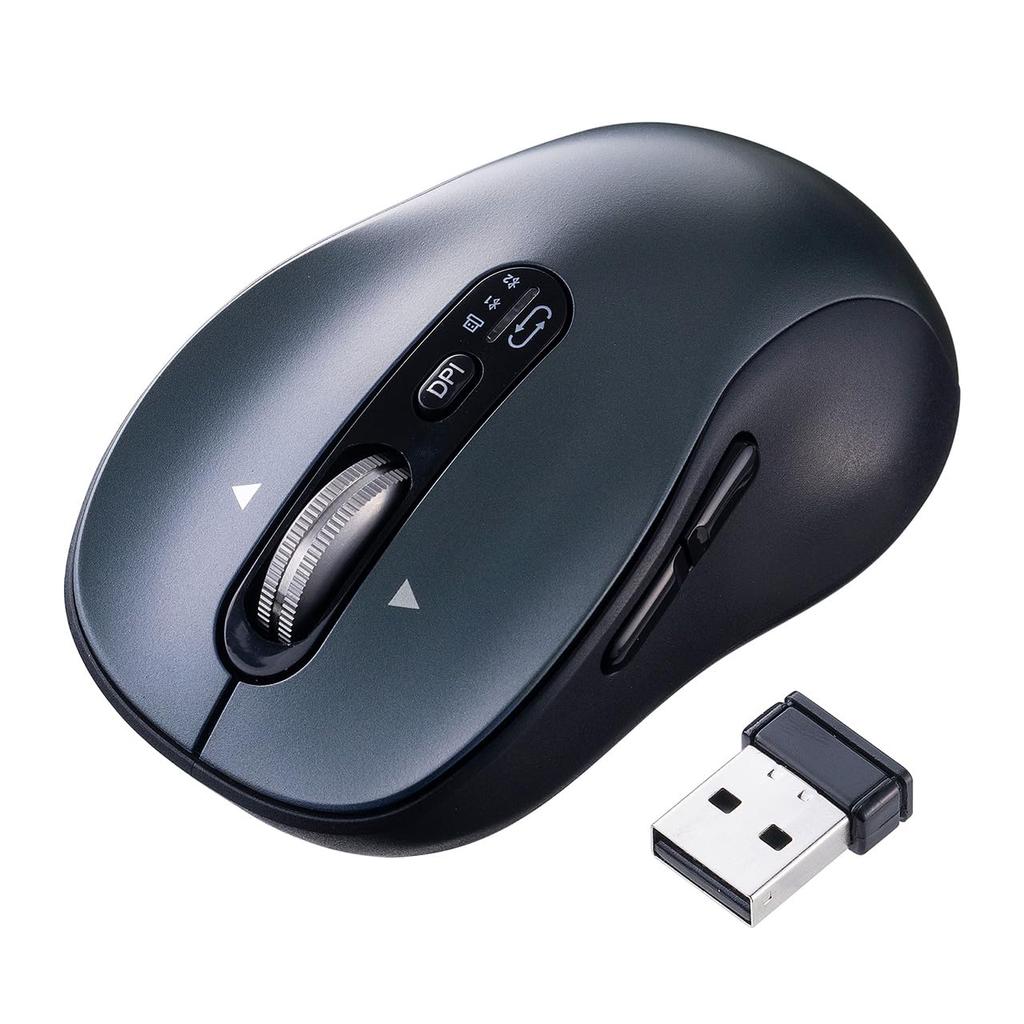 SANWA DIRECT Horizontal Bluetooth 5 OS Mouse, Scrolling, High-Speed Scrolling, Quiet, Wireless, Multi-Pairing, Rechargeable, Buttons, Back/Forward