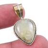 Natural Aquamarine Gemstone 925 Solid Sterling Silver TwoTone Pendant 1.25" W6b76