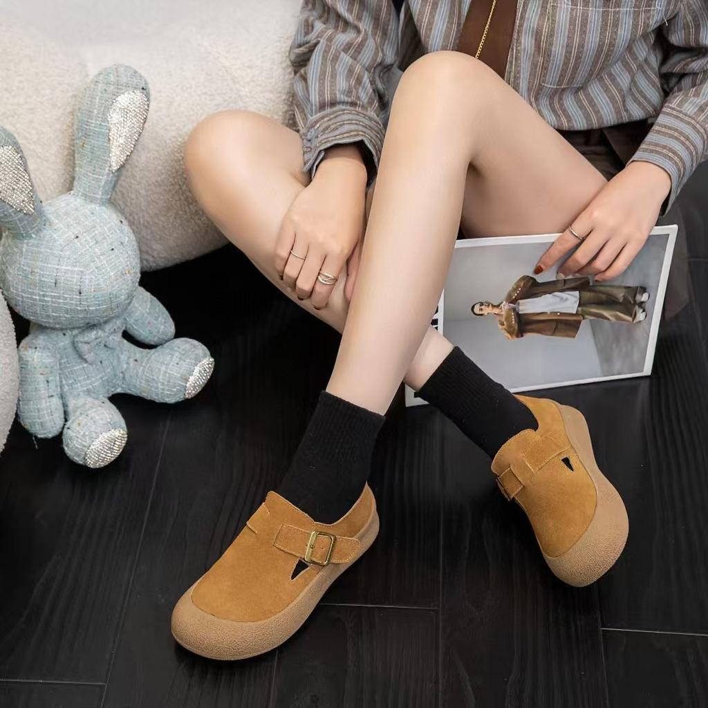 Женские туфли из натуральной кожи, осенние новинки, на толстой подошве, в стиле ретро, на мягкой подошве, повседневные туфли-лодочки на одном ремешке, удобные