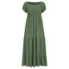 Women's Fashionable Solid Color Pleated Layered Short Sleeved Large Hem Dress