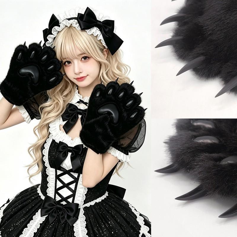 3D Printed Fursuit Paw Claws Kigurumi Realistic Fursona Costumes Adult Size Black White Set Of 10